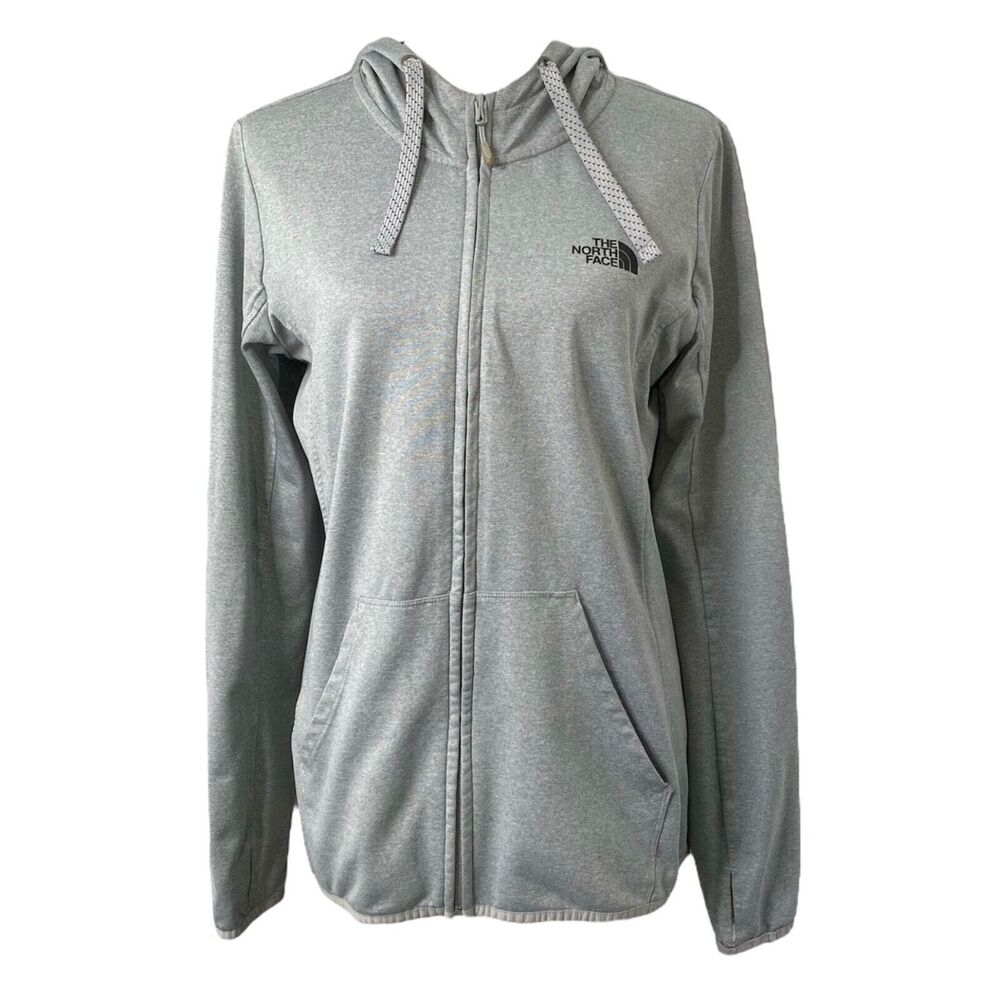 The North Face Women’s Hoodie Grey Long Sleeve Full Zip High Neck Size Large